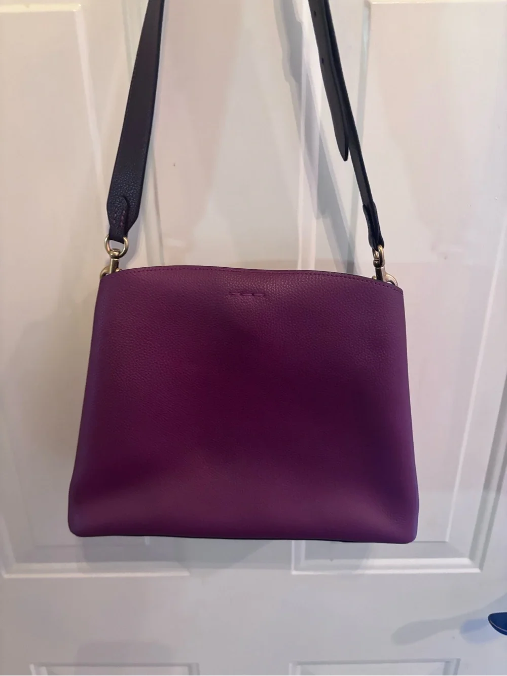 Coach Pebble Leather Willow Crossbody Bag in Burgundy - with Brown Leather Strap